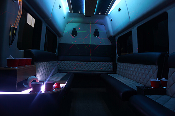 Limo bus with modern amenities