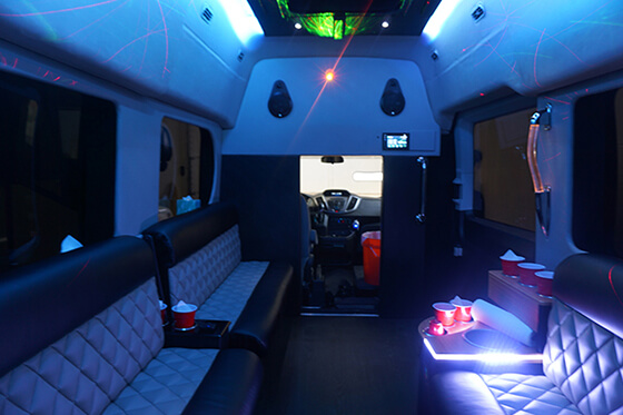 Limo bus with premium sound system